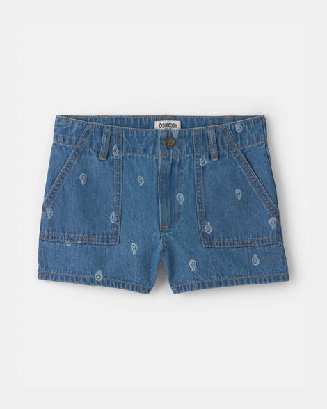 Girls Paisley Denim Shorts - Medium Wash | Carter's Inc