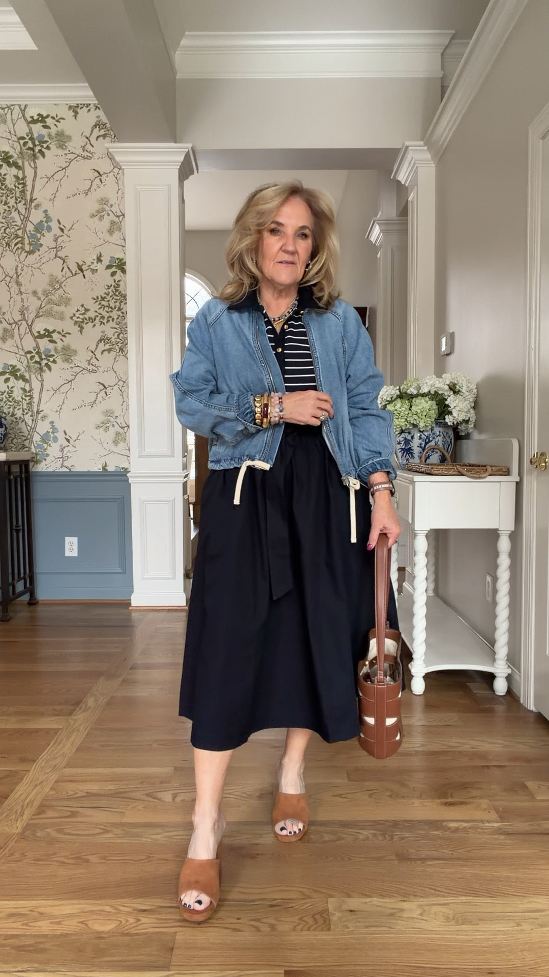 Walmart!!!! 
Dress runs a little snug in the top. I’m in a medium 
Denim jacket size medium 
The best tote. Also comes in a purse. 
Suede sandals true to size  

#LTKOver40 #LTKPetite #LTKstorytime