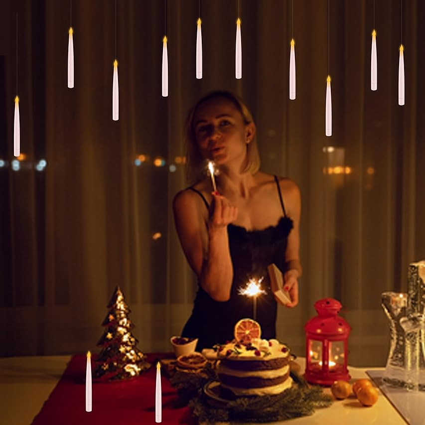 Flameless Candles with Magic Wand Remote for Halloween Decor, 6.6" Floating Candles Battery Opera... | Amazon (US)