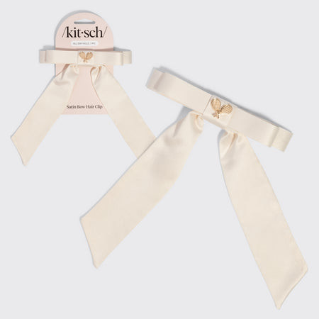 Cream Satin Bow Hair Clip | Kitsch