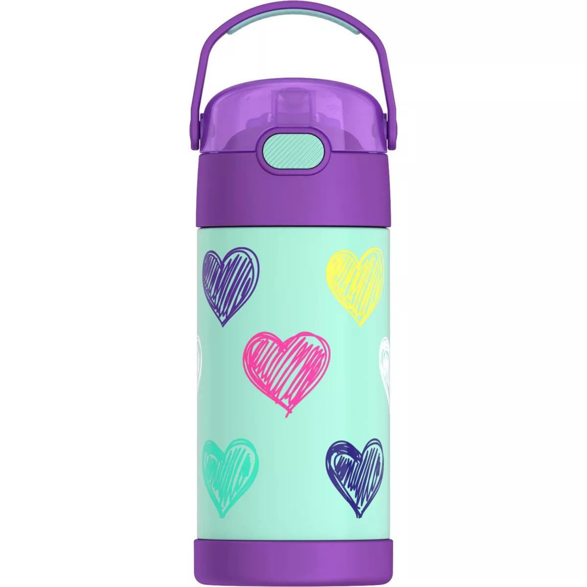 Thermos Kids' 12oz Stainless Steel FUNtainer Water Bottle with Bail Handle - Hearts | Target