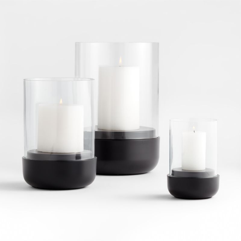 Curve Metal and Glass Hurricane Candle Holders | Crate & Barrel | Crate & Barrel