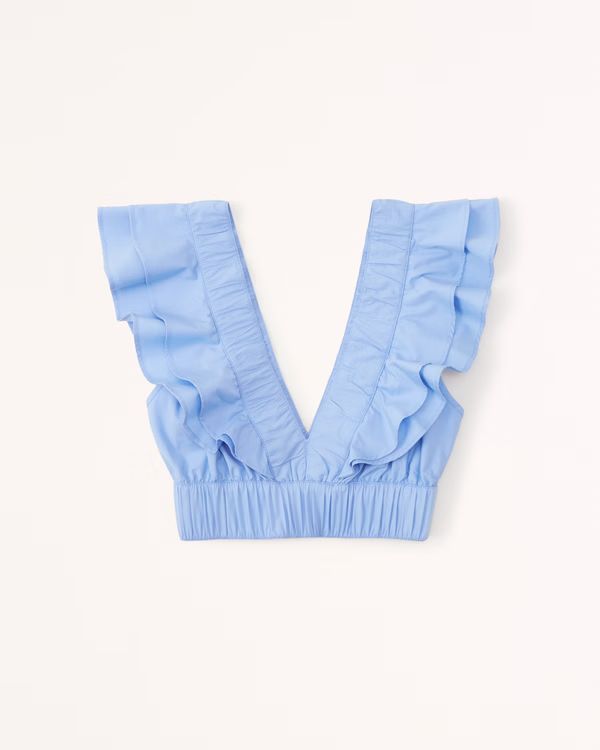 Drama Collar Ruffle Poplin Top | Abercrombie & Fitch (US)