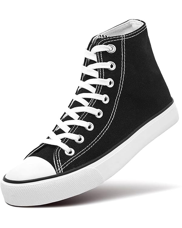 Womens Canvas Sneakers High Top Lace ups Casual Walking Shoes | Amazon (US)