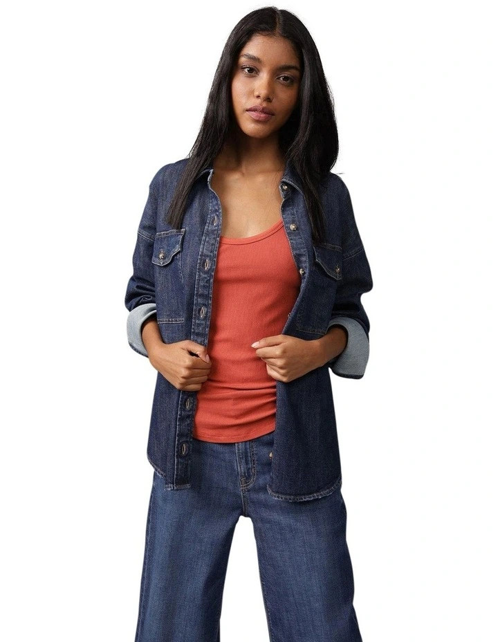 AEDreamy Drape Oversized Button Shirt in Dark Clouds | Myer