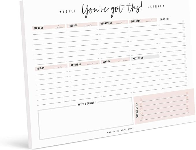 Bliss Collections Weekly Planner 8.5x11 with 50 Undated Tear-Off Sheets, You've Got This Calendar... | Amazon (US)