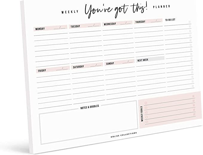 Bliss Collections Weekly Planner 8.5x11 with 50 Undated Tear-Off Sheets, You've Got This Calendar... | Amazon (US)