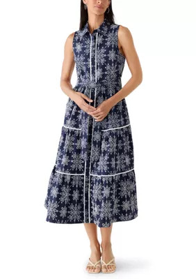 Women's Sleeveless Embroidered Midi Shirtdress | Belk