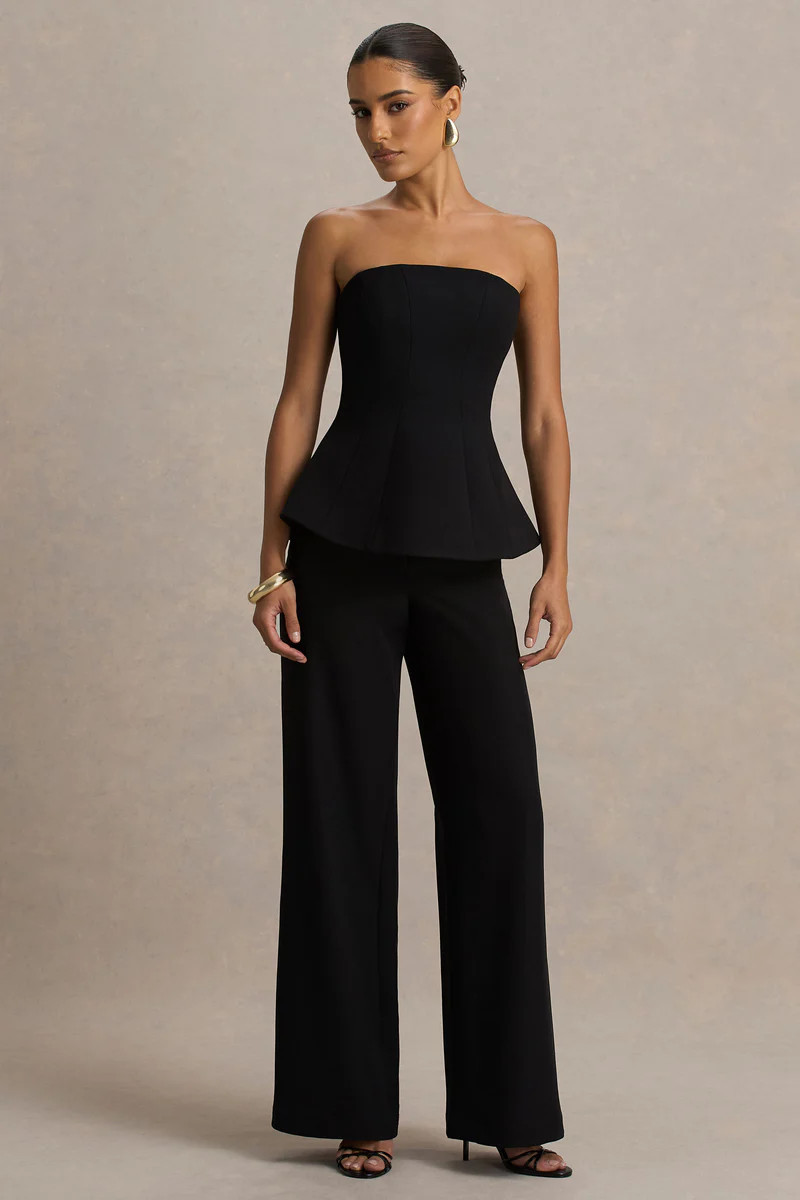 Silvia | Black Straight-Leg Trousers | Club L London