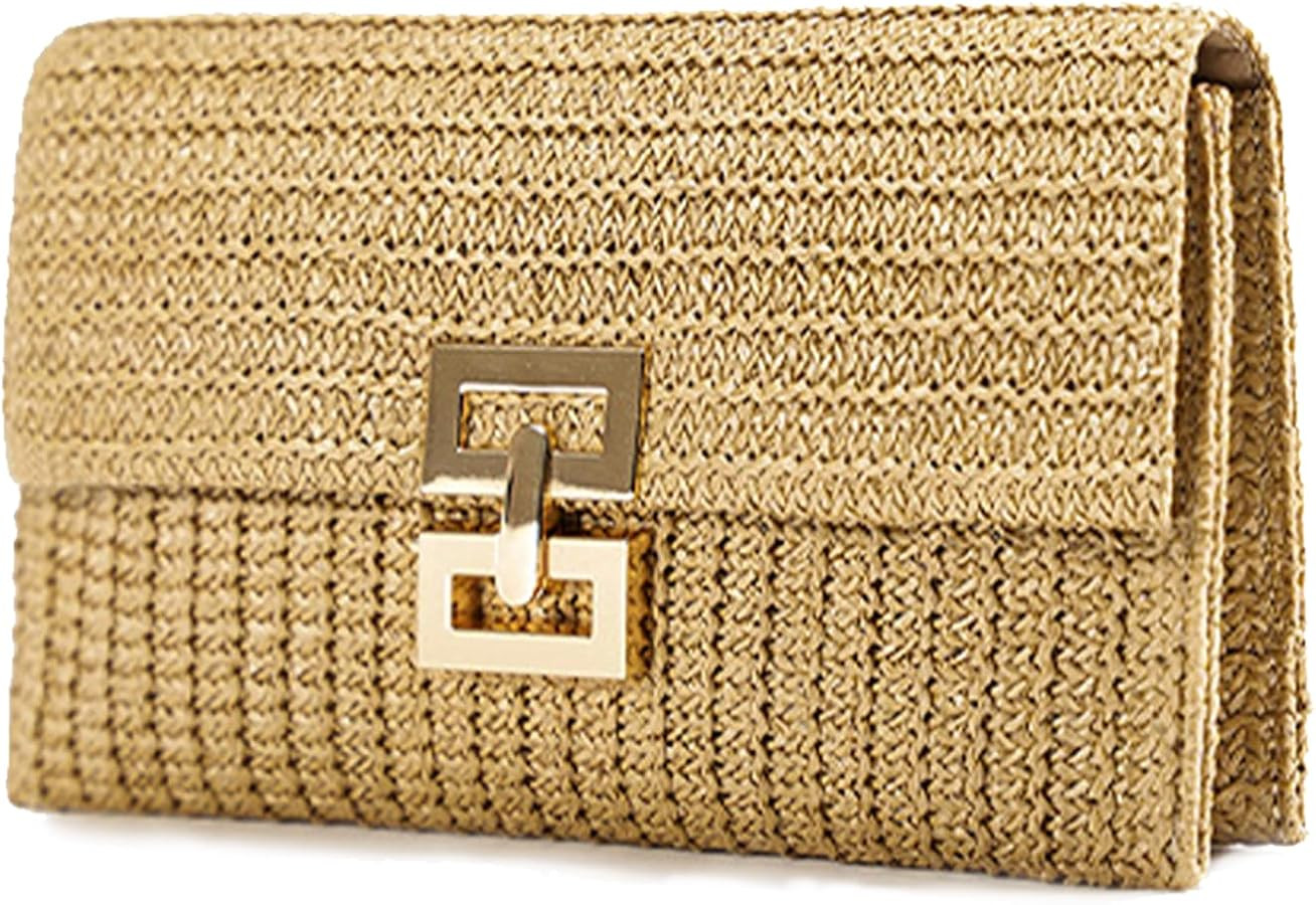 Liadreem Straw Clutch Purse for Women Wicker Rattan Cluth Evening Handbag Beach Shoulder Bag for ... | Amazon (US)