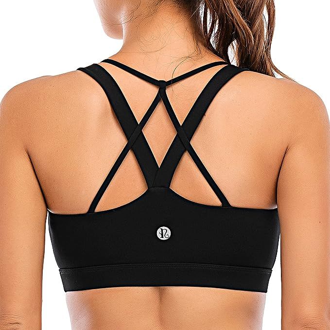 RUNNING GIRL Sports Bra for Women, Sexy Crisscross Back Medium Support Padded Strappy Yoga Bra wi... | Amazon (US)