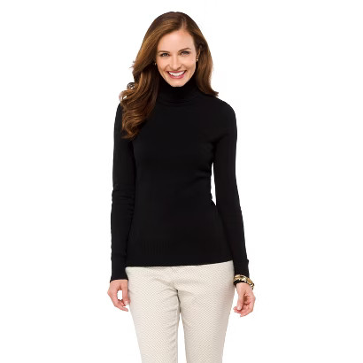 Long Sleeve Rib Turtleneck Sweater Black XXL - Merona | Target