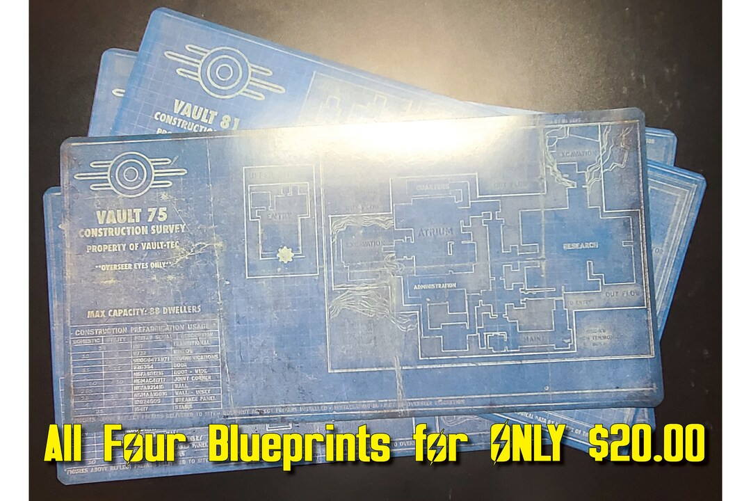 Un-official Handmade Fallout 4 Vault-tec Blueprints - Etsy | Etsy (US)