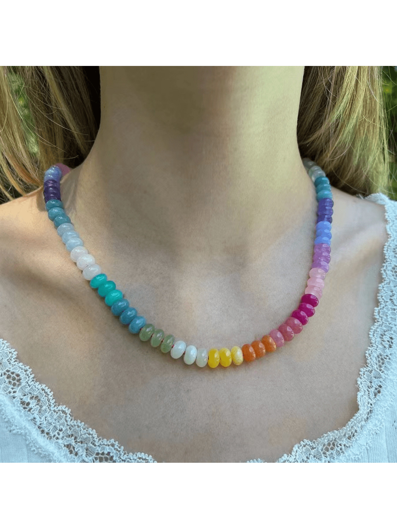 TrendsNew European And American Personality Color Block Color Natural Stone Beaded Handmade Beade... | SHEIN