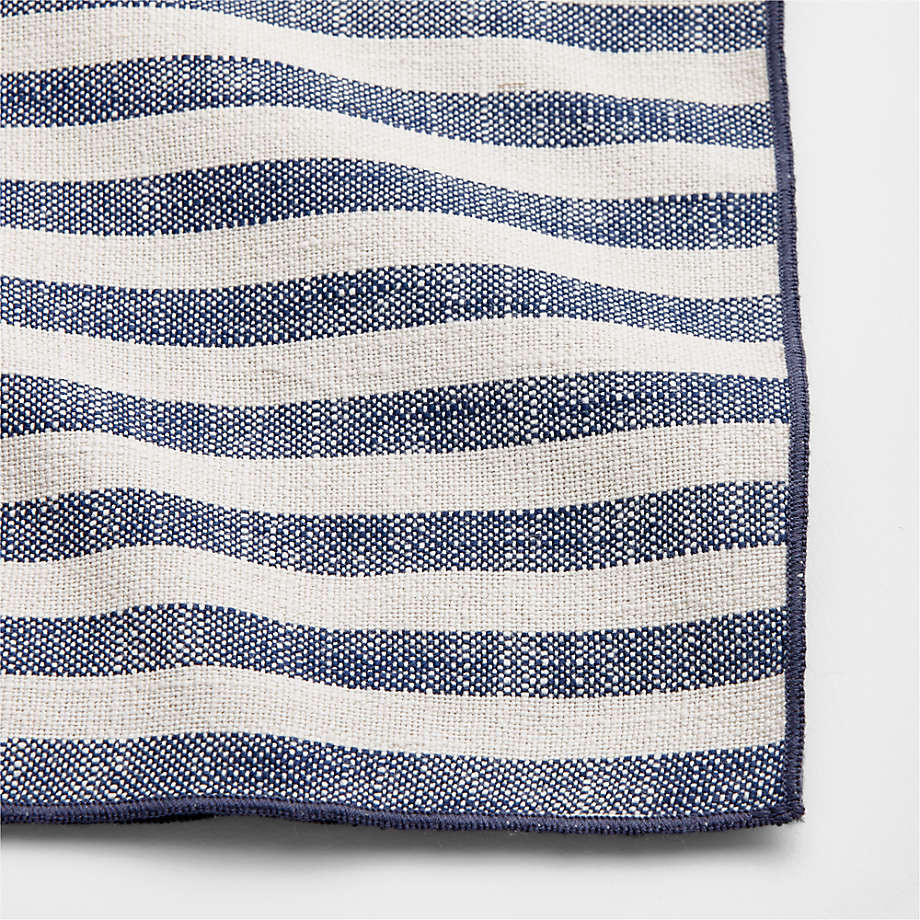 Merrow Stitch Navy Blue Stripe Napkins, Set of 4 + Reviews | Crate & Barrel | Crate & Barrel