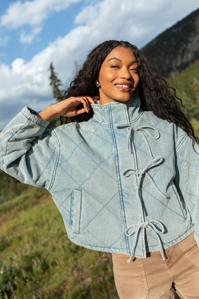 Winslow Light Denim Quilted Jacket | Pink Lily