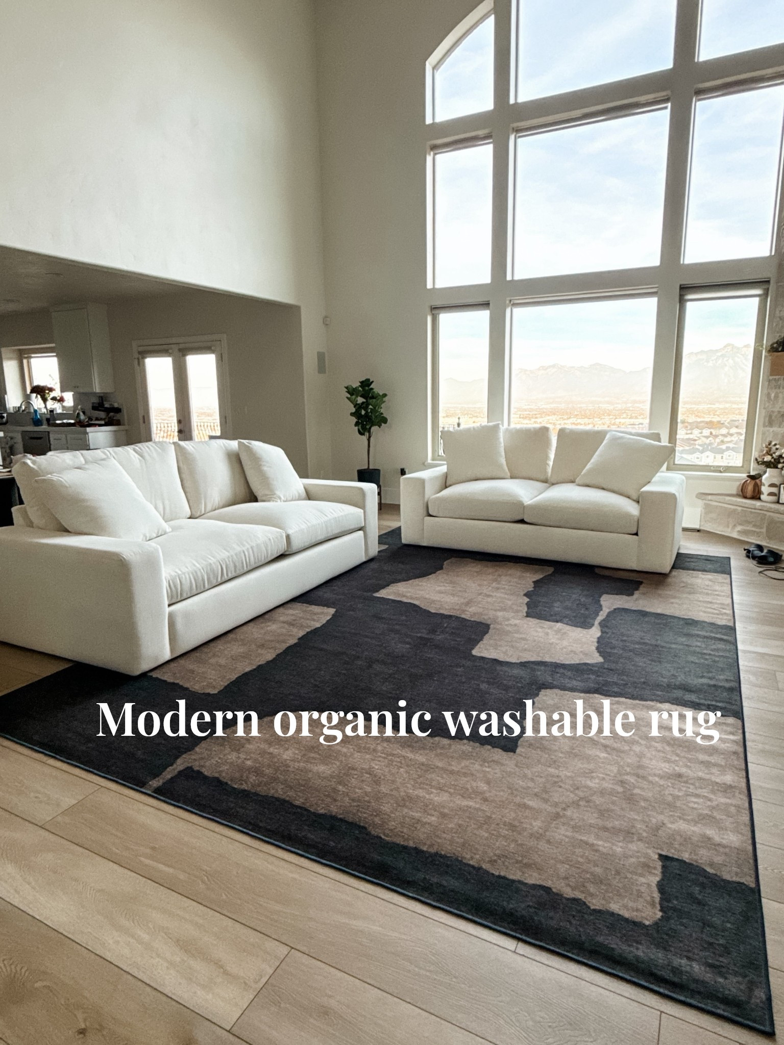 Finally found the washable rug that actually works with our natural light and our wild crew of kids + dogs. 😅 I just unrolled this organic, low-pile beauty and I’m obsessed with how grounding it is against our white sofas. Can’t wait to layer in plants, throw pillows, and the coffee table I’ve been eyeing to pull this whole space together. Stay tuned… this living room is about to glow up. ✨🤍🤎




#LTKHome #LTKFinds #LTKDecor #LivingRoomRefresh #ModernHome #OrganicModern #MountainHomeStyle #HomeInspo #NeutralDecor #WashableRug #RugInspo #MomLifeHome #DogFriendlyHome #HomeWithKids #InteriorDesignIdeas #CozyHomeVibes #NewHomeJourney #UtahHomes #HomeStyling 

#LTKCyberWeek #LTKHome #LTKdayinmylife