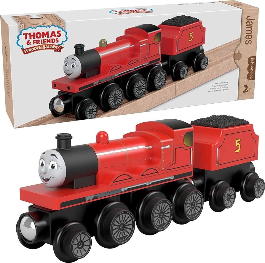 Thomas & Friends Wooden Railway Toy Train James Push-Along Wood Engine & Coal Car for Toddlers & ... | Amazon (US)