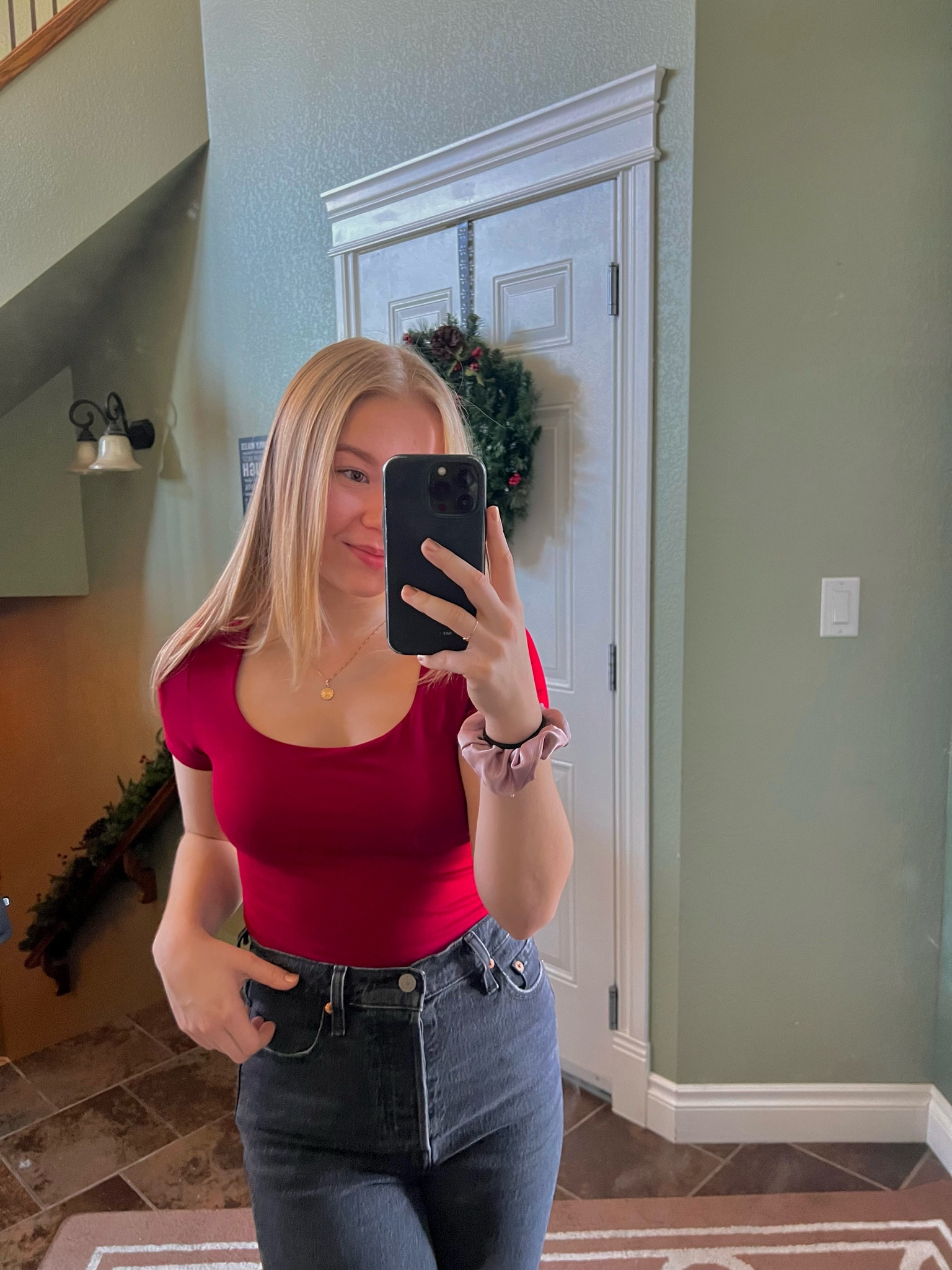 i’m in LOVE with this outfit. the red tee fits so well with such a pretty neckline 

#LTKSeasonal #LTKstyletip #LTKHoliday