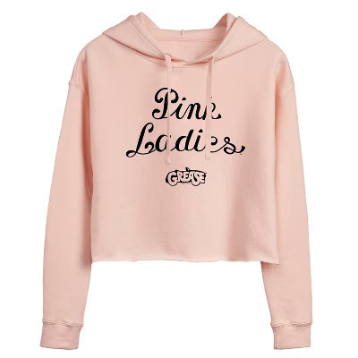 Women's Grease Pink Ladies Cropped Graphic Hoodie - Blush - Small | Target