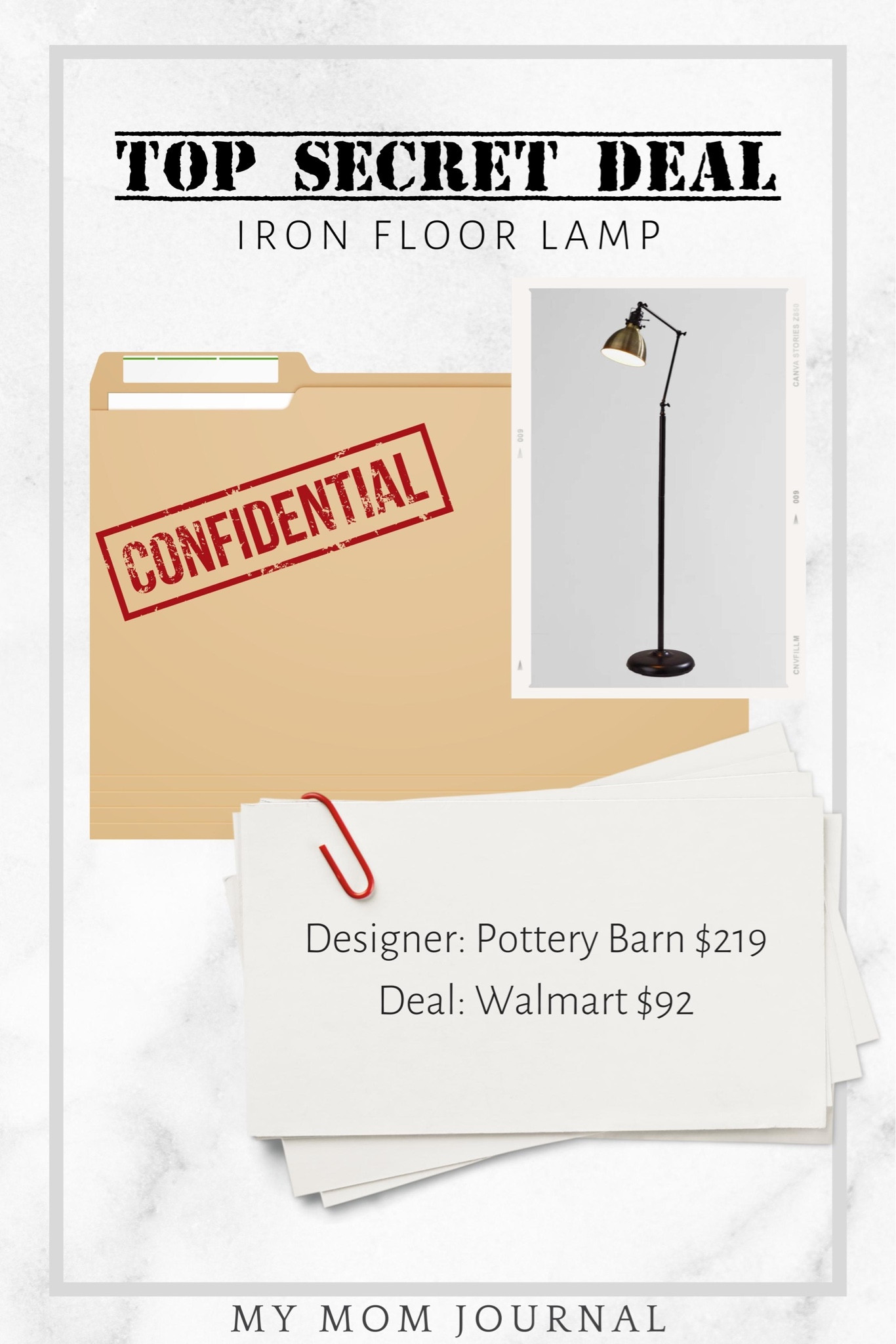 Top Secret Deal! This iron floor lamp sells for $219 at Pottery Barn but is $92 at Walmart & Target!

#topsecret #deals #potterybarn #pb #walmart #walmartfinds #target #targetfinds #mymomjournal #homedecor #dotd

#LTKunder100 #LTKhome #LTKsalealert