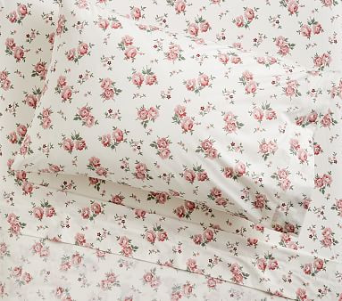 Emily &amp; Meritt Pink Cabbage Floral Organic Sheet Set &amp; Pillowcases | Pottery Barn Kids