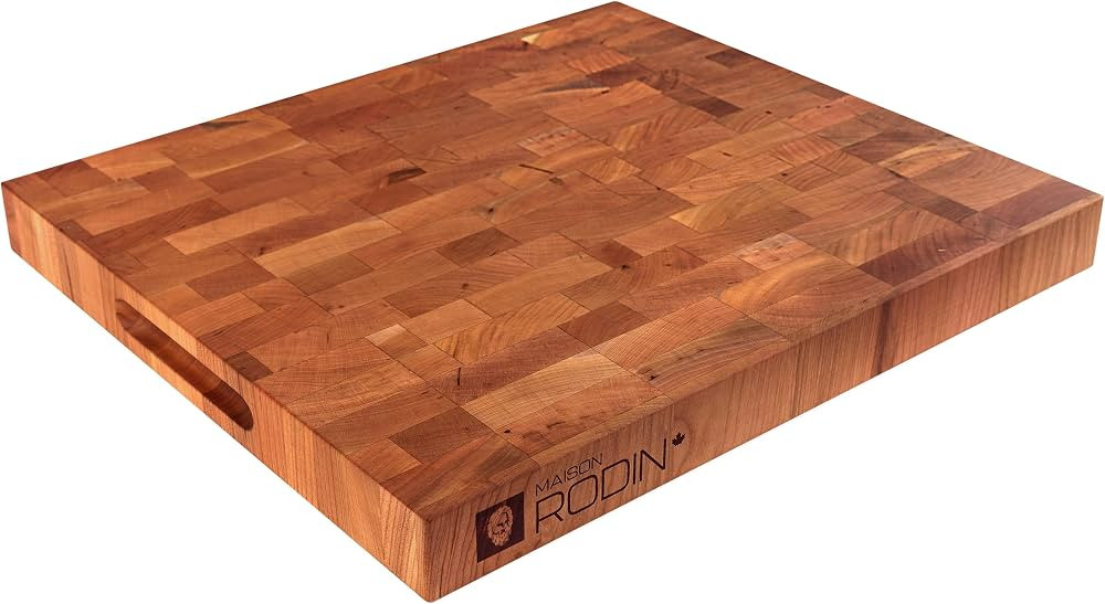 MAISON RODIN Butcher Block Cherry End-Grain Wood 18"x16"x1.75", Made in Canada, Extra Large Extra... | Amazon (CA)