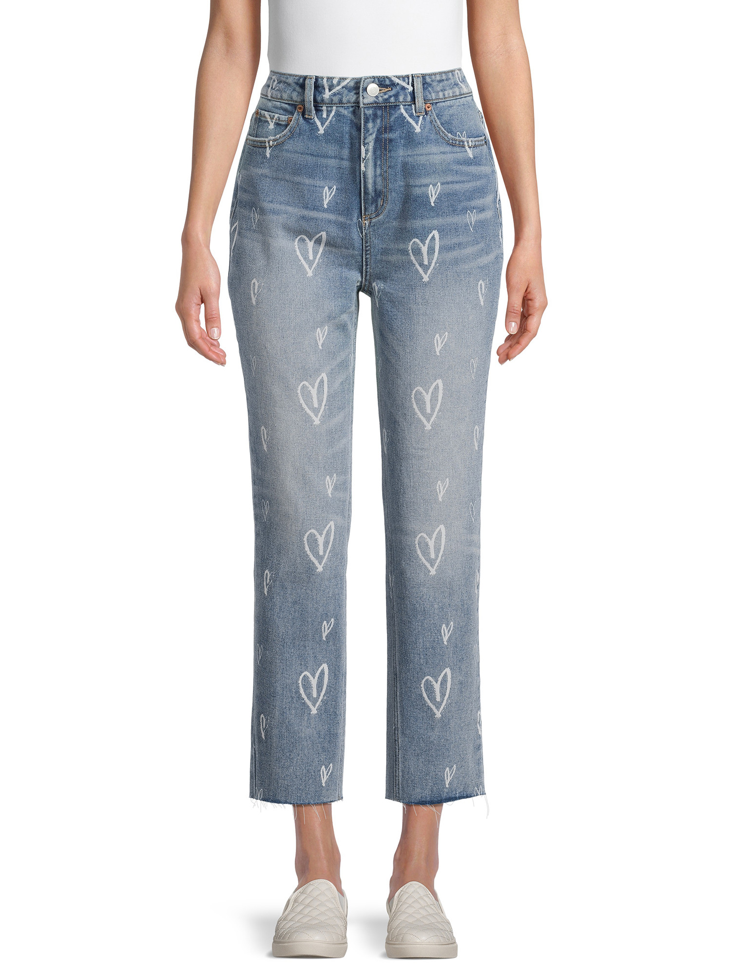 No Boundaries Juniors' High Rise Slim Straight Cropped Jeans | Walmart (US)