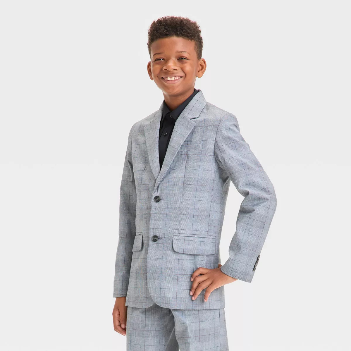 Boys' Plaid Suit Jacket - Cat & Jack™ Dark Gray | Target