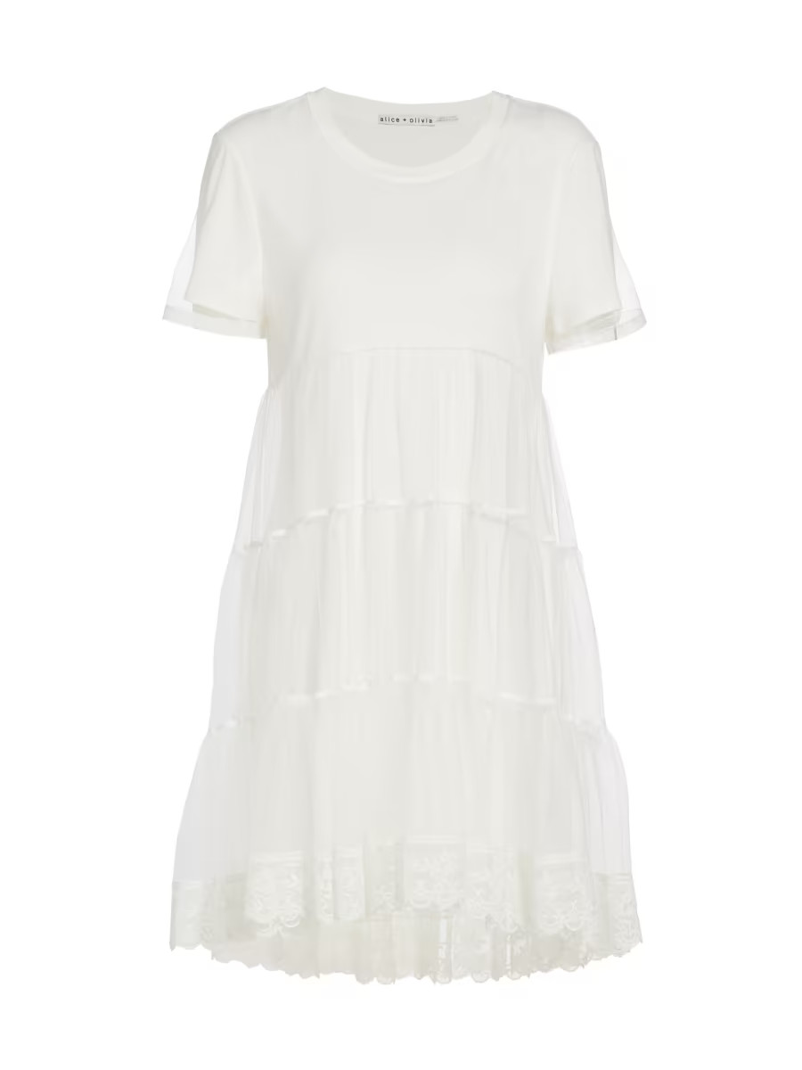 Embroidered Tulle & Jersey T-Shirt Dress | Saks Fifth Avenue