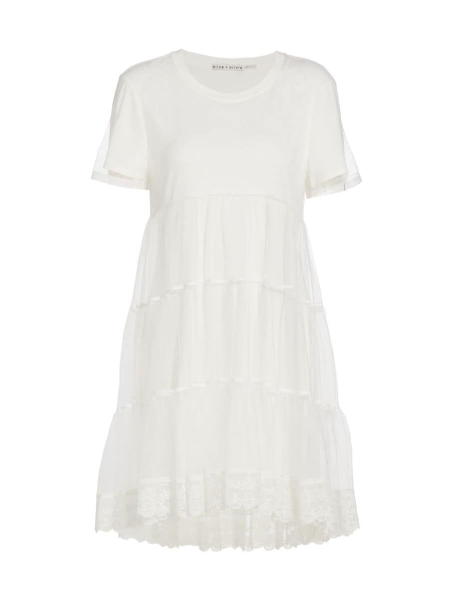 Embroidered Tulle & Jersey T-Shirt Dress | Saks Fifth Avenue