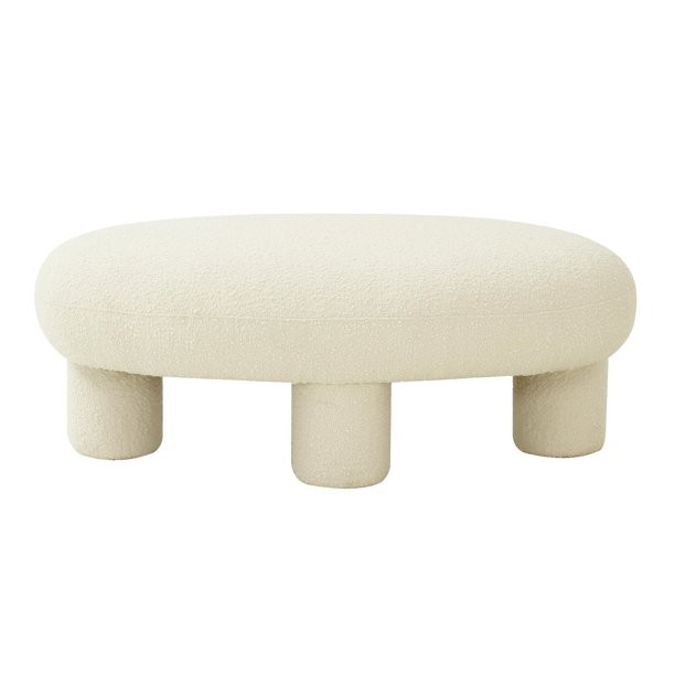 TOV Furniture Discus Cream Oval Bouclé Ottoman | Walmart (US)