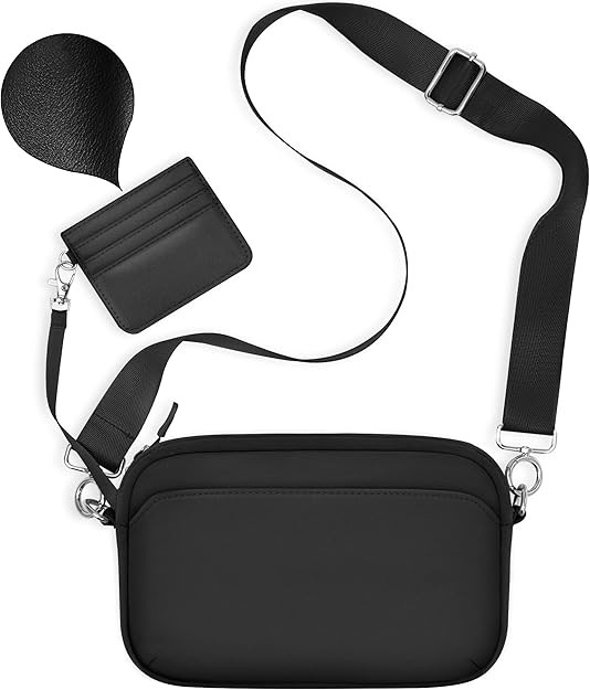 TOPEAST Nylon Crossbody Bags for Women with Leather Card Holder - Mini Cross Body Purse with Adju... | Amazon (US)