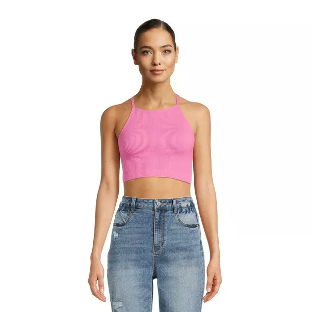 No Boundaries Juniors' Seamless High Neck Bralette 