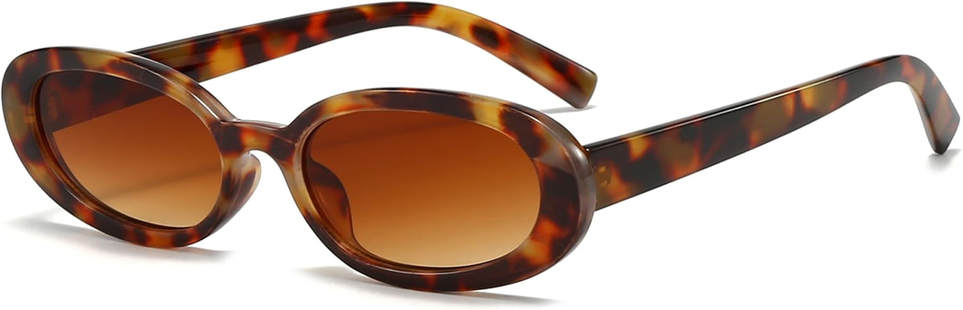 Retro Oval Sunglasses for Women Men Trendy Small Oval Shaped Sun Glasses 90's Vintage Shades | Amazon (US)