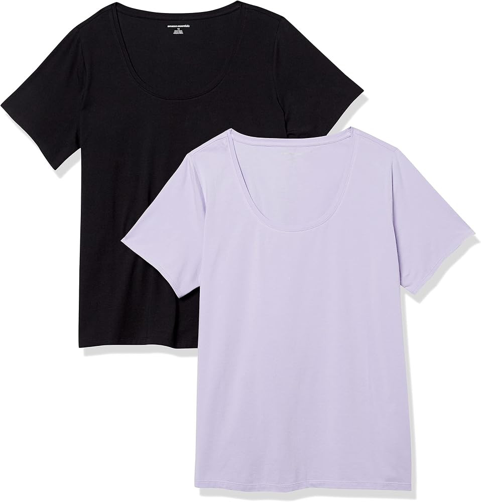 Amazon Essentials Women's Regular-Fit Short-Sleeve Scoop Neck T-Shirt, Summer Casual, Pack of 2 | Amazon (US)