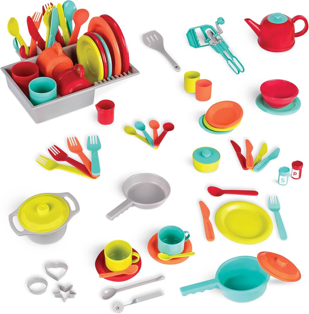 Battat – Toy Kitchen Set – 71Pc Pretend Cooking Accessories – 4 Table Settings & Cutlery ... | Amazon (US)