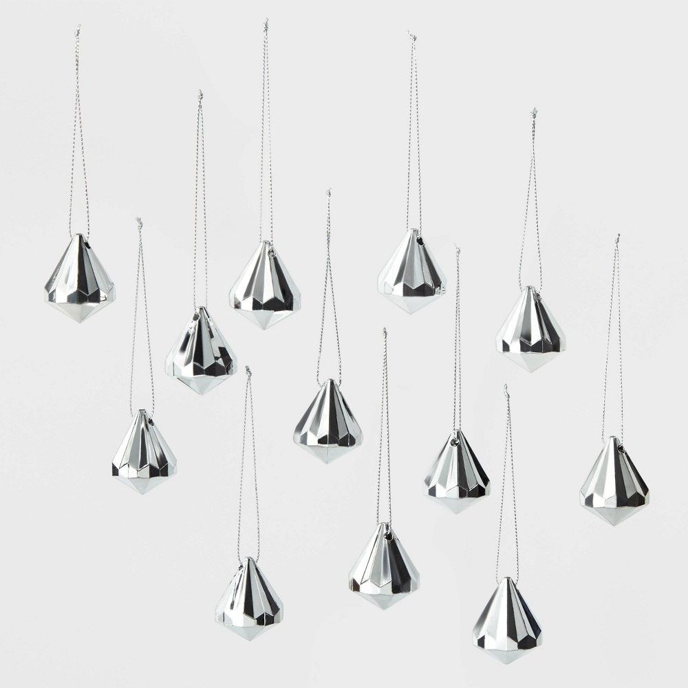 12ct Acrylic Diamonds Christmas Ornament Set Silver - Wondershop | Target