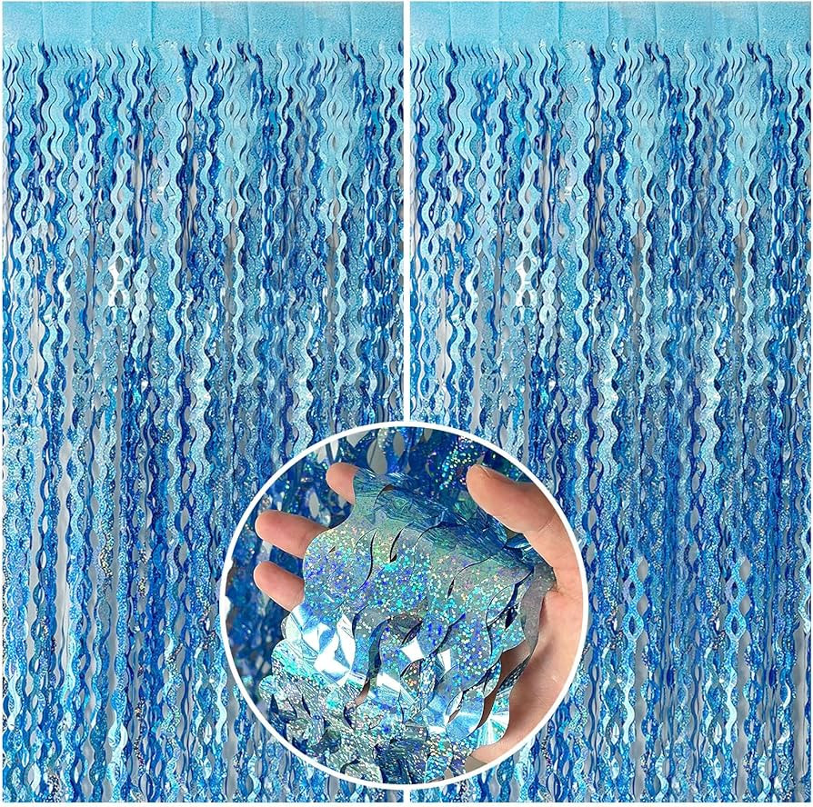 Tinsel Foil Fringe Curtains Wavy Backdrop for Parties Sparkle Metallic Wavy Foil Fringe Backdrop ... | Amazon (US)