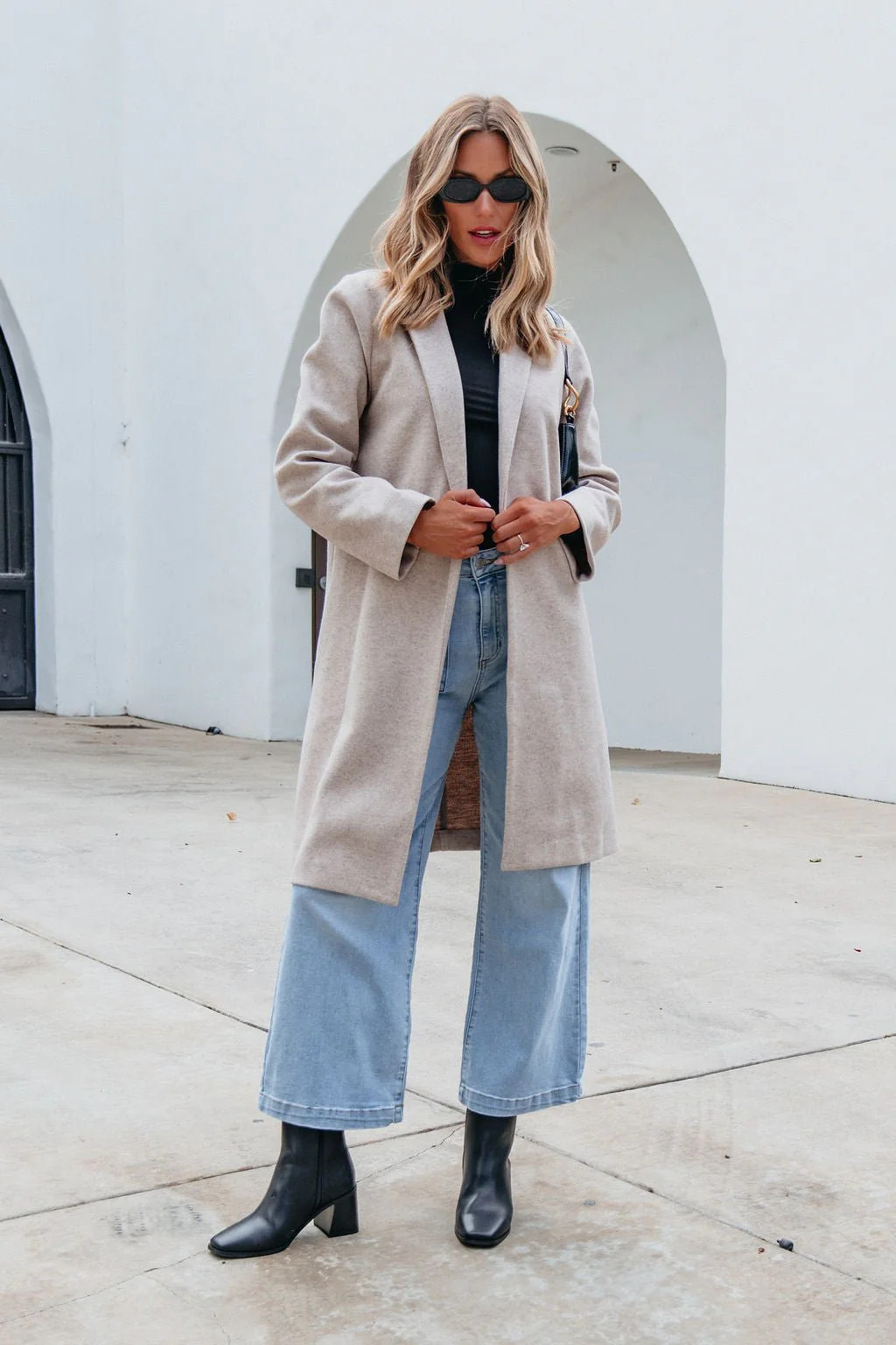 Beige Open Front Long Coat | Magnolia Boutique