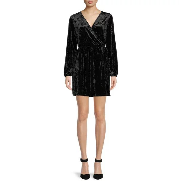 The Get Women's Velvet Wrap Mini Dress - Walmart.com | Walmart (US)