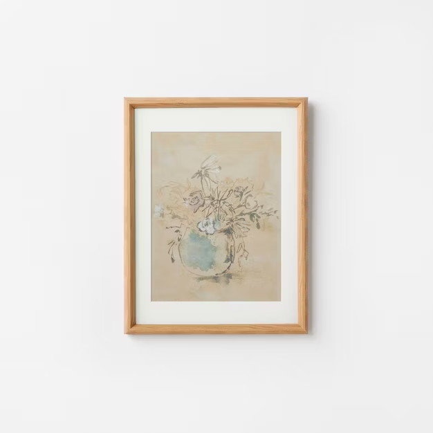 14" x 17" Antique Floral Matted Framed Wall Poster Under Glass - Threshold™ designed with Studi... | Target