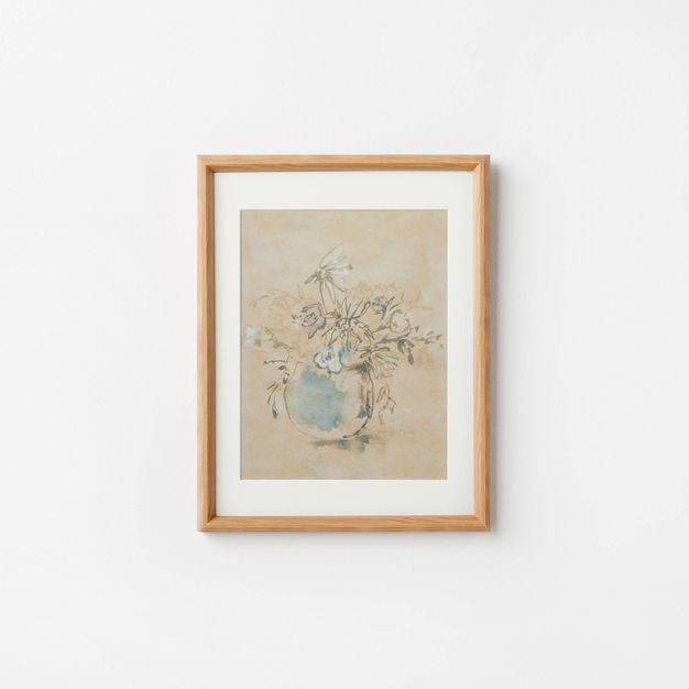 14" x 17" Antique Floral Matted Framed Wall Poster Under Glass - Threshold™ designed with Studio McG | Target