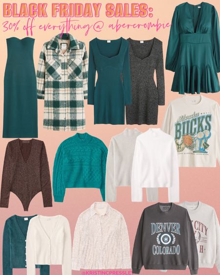 Black Friday sale at Abercrombie. 30% off everything. Sweater dress. Holiday dress. Mock neck sweater. Cableknit sweater. Graphic tea. Graphic sweatshirt. Holiday outfit. Soft  sweatshirt. Button up sweater. Sequence top. Holiday top

#LTKstyletip #LTKSeasonal #LTKsalealert