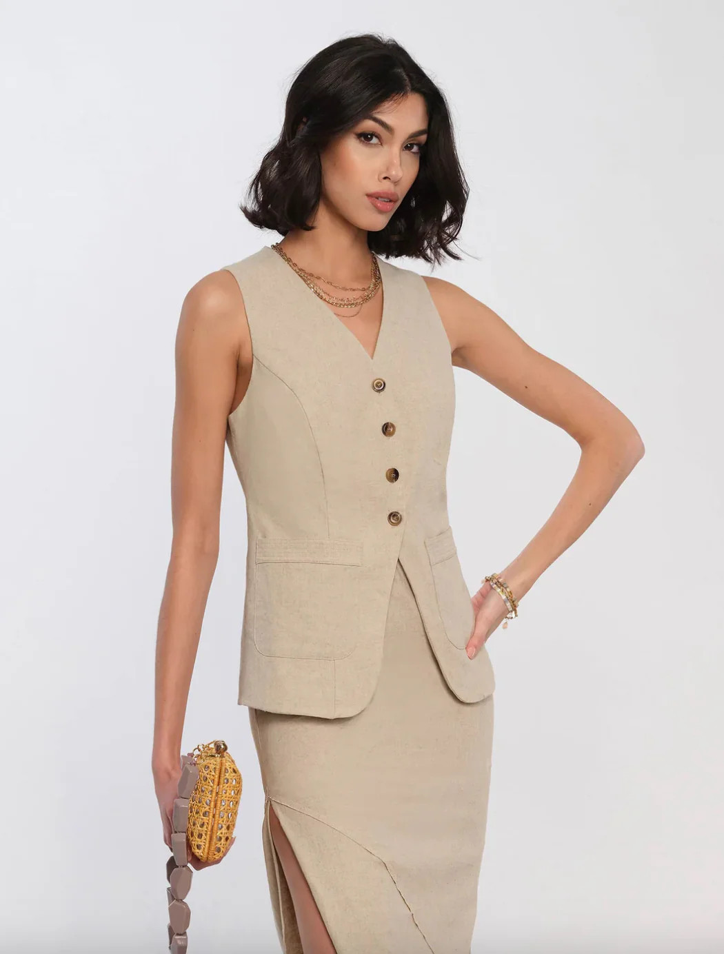 Laliette Vest-Natural | Linen & Flax Co
