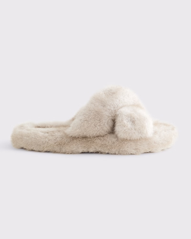 Faux Fur Criss-Cross Slippers | Abercrombie & Fitch (US)
