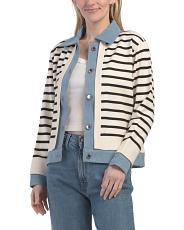 Striped Denim Combo Shacket | TJ Maxx