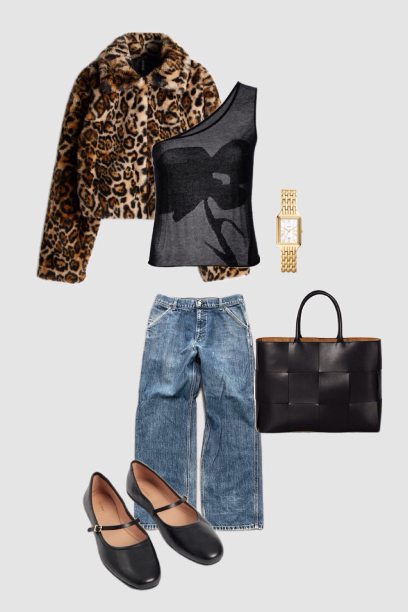 Leopard Print outfit- Chic outfit inspo
-vacation outfit , cool girl outfit, going out outfit, jeans, leopard fur coat, ballet shoes, gold jewelry , crop top, chic outfit 

#LTKFindsUnder100 #LTKStyleTip #LTKShoeCrush