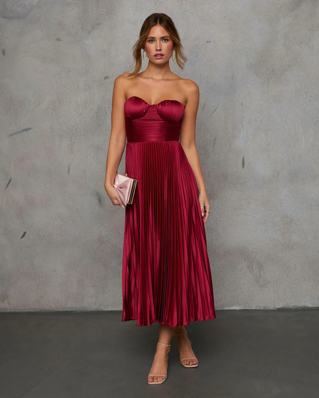Leanna Strapless Bustier Satin Maxi Dress | VICI