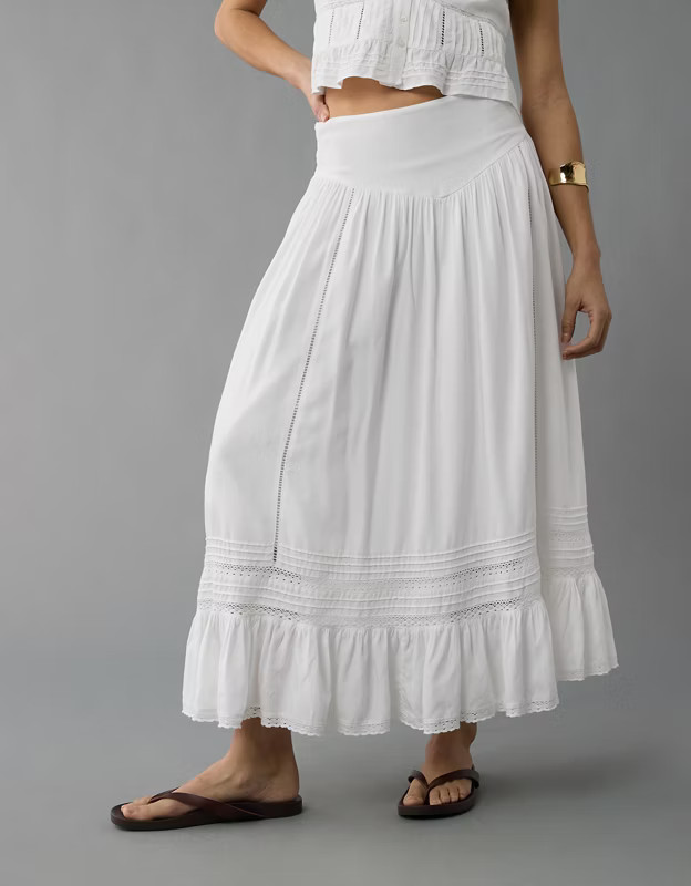 AE High-Waisted Ruffle Maxi Skirt | American Eagle Outfitters (US & CA)